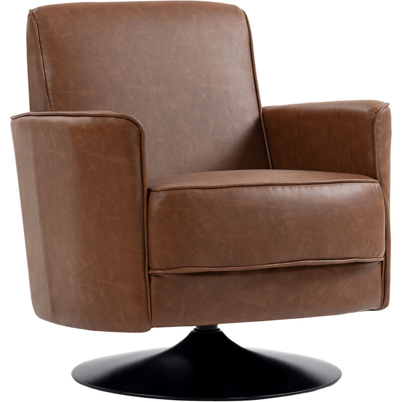 Homcom Upholstered PU Leather Armchair for Living Room, Brown