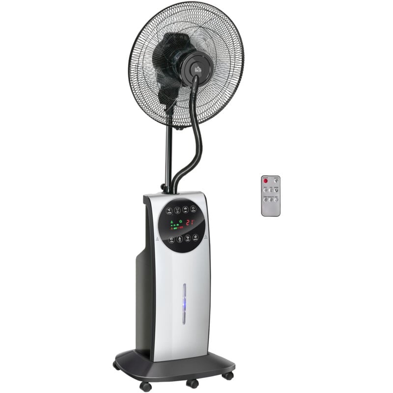 Homcom - Ventilateur brumisateur oscillant 90W 3 vitesses H135cm D44,5cm Gris Noir