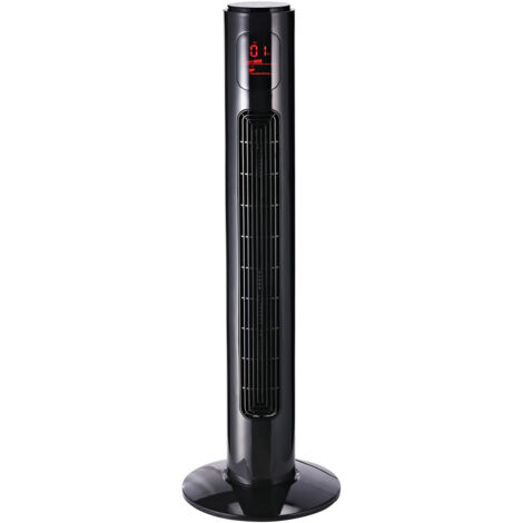 Homcom – Ventilateur colonne silencieux 45W – Oscillation 70° – 3 vitesses – Télécommande LCD – Design compact 32x32x96cm – Noir
