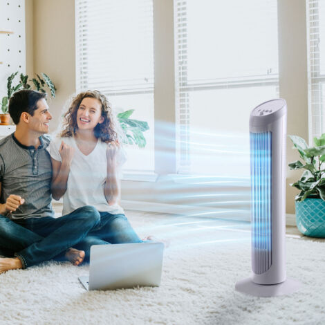 HOMCOM Ventilateur colonne silencieux et puissant 45W ventilateur tour 3 vitesses et oscillant 70°. pour chambre. bureau. 27 x 27 x 75 cm. blanc