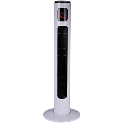 HOMCOM Ventilateur colonne tour programmable oscillant silencieux 45 W avec télécommande écran affichage minuterie 3 modes 3 vitesses 32L x 32l x 96H cm blanc noir - Blanc