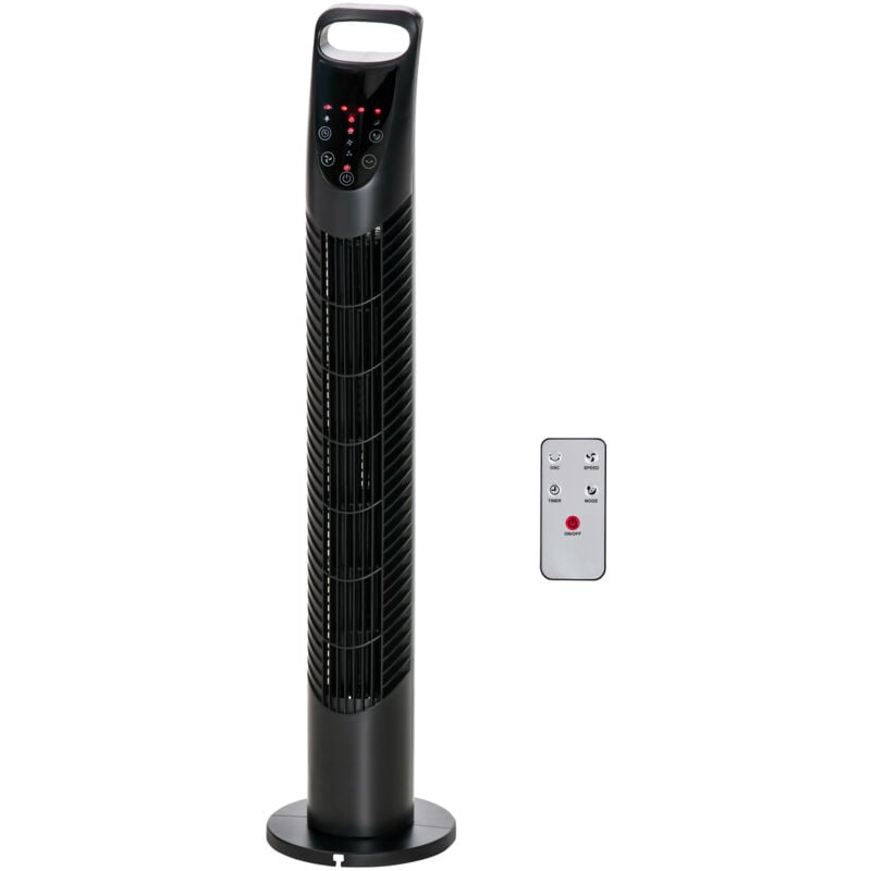 Ventilatore a Torre Oscillante con Telecomando Ф18 x 78.5cm, Nero - Homcom