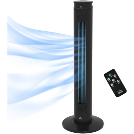 HOMCOM Ventilatore da Terra con Timer e Telecomando in ABS Ø31.5x93 cm Nero