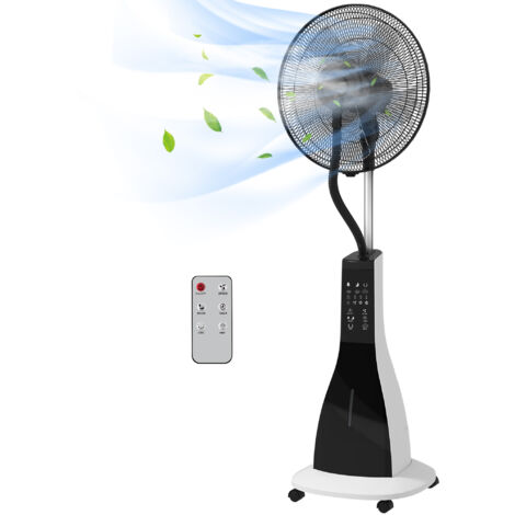 HOMCOM Ventilatore Nebulizzatore con Serbatoio 3L in Metallo e ABS Bianco e Nero