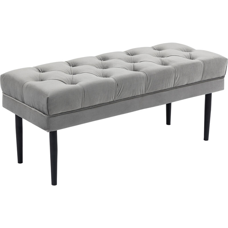 HOMCOM Vintage Elegant Velvet-Feel Bed End Side Bench Seat Stylish Bedroom Grey