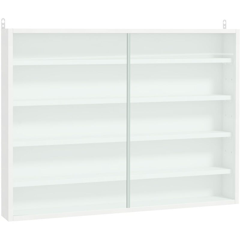 

Vitrina Pared de Madera con Estantes Ajustables y 2 Puertas Correderas de Vidrio para Colecciones Perfumes Figuras de Decoración 80x9,5x60 cm Blanco