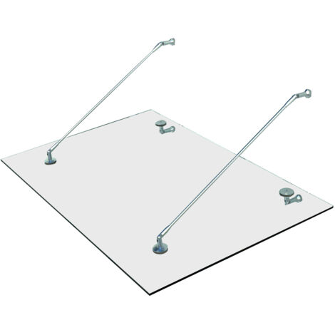 HOMCOM Vordach Glasvordach Türvordach, Gehärtetem Glas, 304 Edelstahl Klarglas 150 x 90 cm