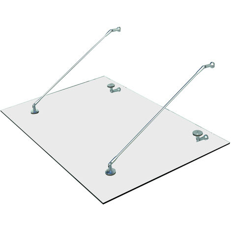 HOMCOM Vordach Glasvordach Türvordach, Gehärtetem Glas, 304 Edelstahl Klarglas 150 x 90 cm