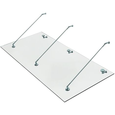 HOMCOM Vordach Glasvordach Türvordach gehärtetes Glas(ESG) Edelstahl Klarglas 200x90cm