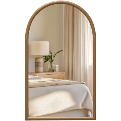 HOMCOM Wall Mirror, Arch Mirror for Wall Mounted, Home Decor, Brown