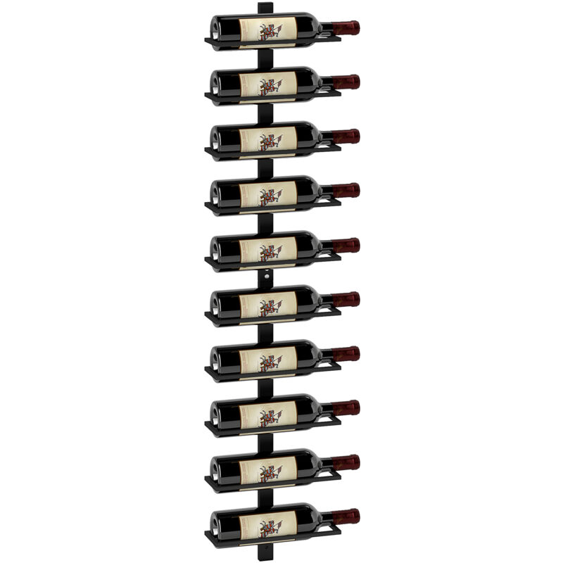 HOMCOM Wall Mount Wine Rack, Wall Wine Rack for 10 Wine Bottles, Black, Black