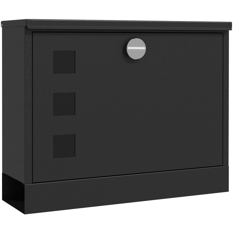 Homcom - Wall Mounted Letterbox Mailbox with Windows and Keys Easy to Install - Black