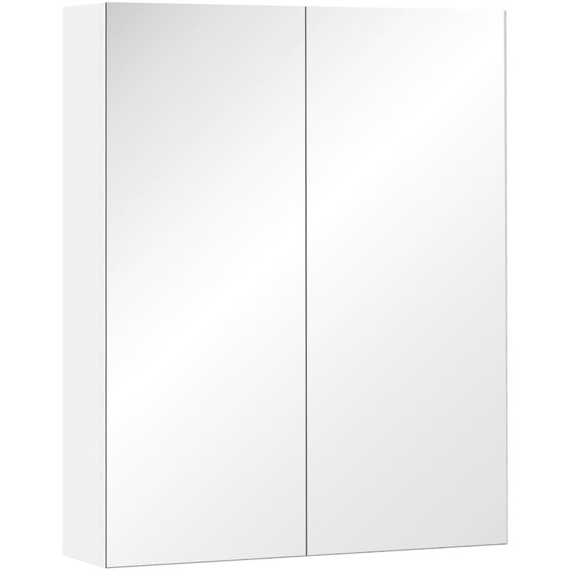 HOMCOM Wall Mounted Mirror Cabinet Storage Cupboard Shelf Bathroom Double Door 60Wx15Dx75H (cm)