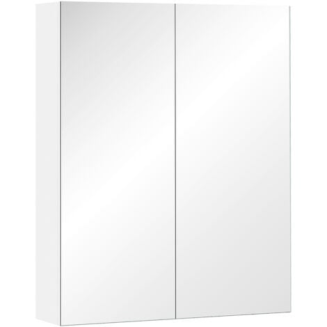 AUTRES HOMCOM Wall Mounted Mirror Cabinet Storage Cupboard Shelf Bathroom Double Door 60Wx15Dx75H (cm)