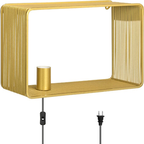 HOMCOM Wandleuchte Innen Wandlampe mit E27 Fassung, Nachttischlampe, Flurlampe mit Kippschalter für Wohnzimmer, Schlafzimmer, Metall, Gold, exkl. Glühbirne