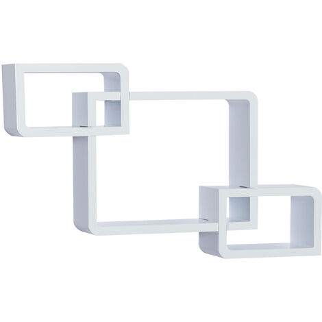 HOMCOM Wandregal Würfelregal Cube Regal mit 3 Fächern MDF Weiß - weiß