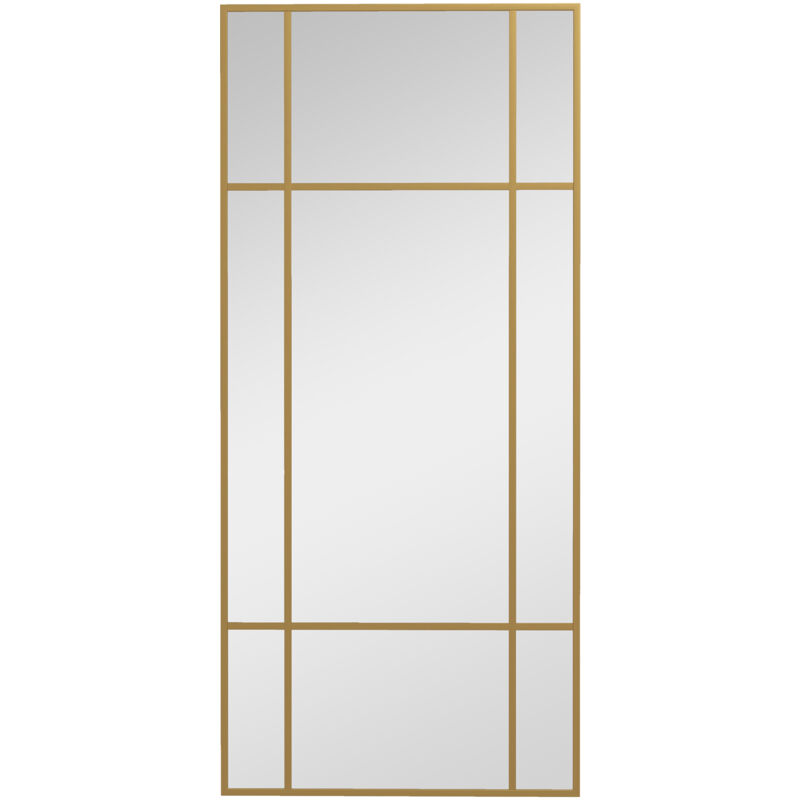 Homcom Wandspiegel 110 X 50 Cm Dekorativer Spiegel Mit Metallrahmen, Rechteckiger Spiegel Für Schlafzimmer, Badezimmer Gold