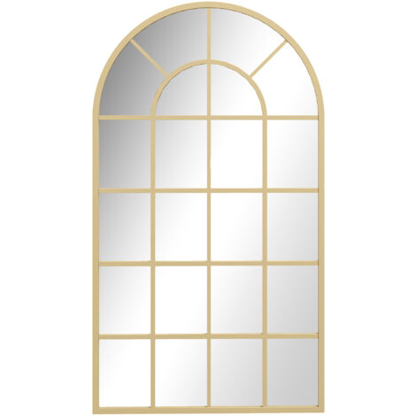 HOMCOM Wandspiegel 110 x 65cm Spiegel mit Rahmen aus Metall Dekorativer Hängespiegel Badezimmerspiegel für Schlafzimmer Badezimmer Wohnzimmer Flur Gold