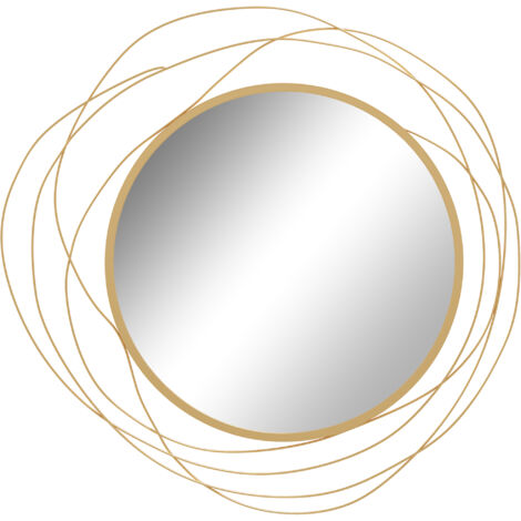 HOMCOM Wandspiegel, Ø65 cm Wandschmuck mit Spiegel, Metallrahmen, Flurspiegel, Wandkunstwerk für Wohnzimmer, Schlafzimmer, Gold