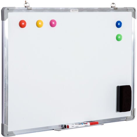 HOMCOM® Whiteboard Magnettafel mit Alurahmen inkl. Zubehör 60x45 cm