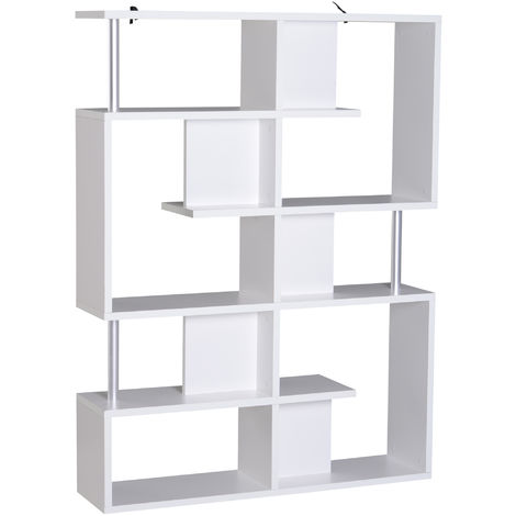 Homcom Wood Bookcase 5 Tier Shelves S Shape Bookshelf Free