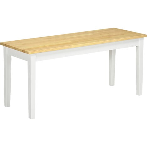 HOMCOM Wood Dining Bench Wooden Bench for 2 People, White