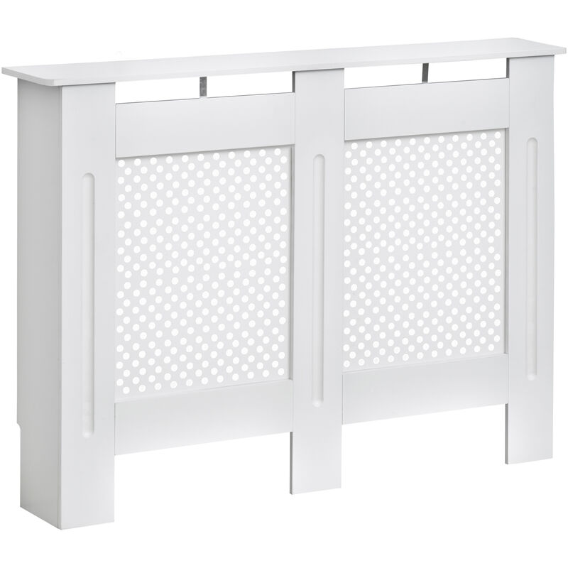 HOMCOM Wooden Radiator Cover Cabinet Modern Grill Style White (Medium)