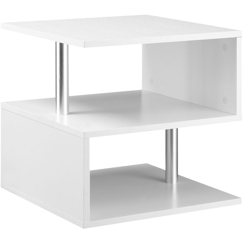 HOMCOM Wooden S Shape Cube Coffee Table 2 Tier Storage Shelves Display - White
