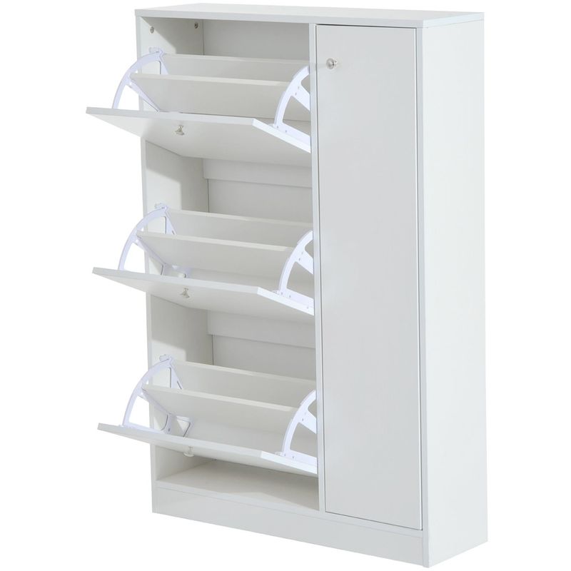 Homcom Wooden Shoe Rack Modern Storage Cabinet W 4 Doors Hallway