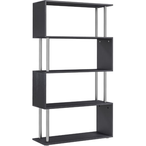 HOMCOM Wooden Storage Display Unit Bookshelf Bookcase Dividers S Shaped Black