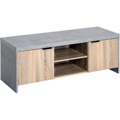 HOMCOM Wooden TV Stand Cabinet Home Furniture Entertainment Unit Storage Shelves