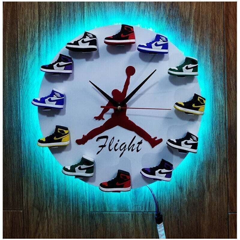 Home 30cm AJ1-12 Horloge Murale , Cadran Horloge pour la Maison Salon Chambre Bureau Café Bar Decor，Fond blanc Avec lumière