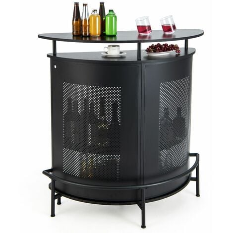 Home Bar Table Industrial 4-Tier Curved Countertop Table Wine Storage Cabinet