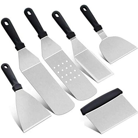 Home Barbecue Grill Tool 6pcs Set Stainless Steel Barbecue Grill Accessories Utensils Kit Spatula Baking Teppanyaki Shovel
