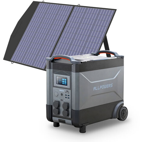 Home Battery Power Station LiFePO4 3600Wh-21600Wh, Voice Control With 100W Solar Panel For Home Backup Outdoor  ALLPOWERS R4000