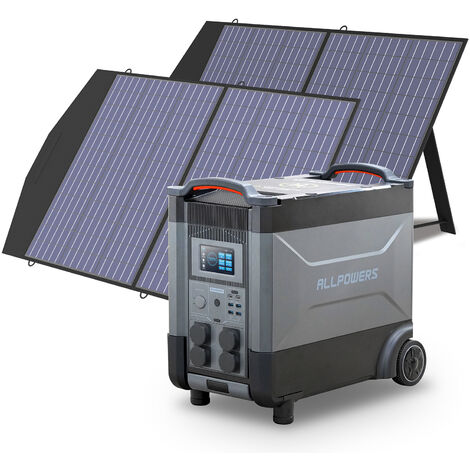 Home Battery Power Station LiFePO4 3600Wh-21600Wh, Voice Control With 2Pcs 100W Solar Panel For Home Backup Outdoor  ALLPOWERS R4000