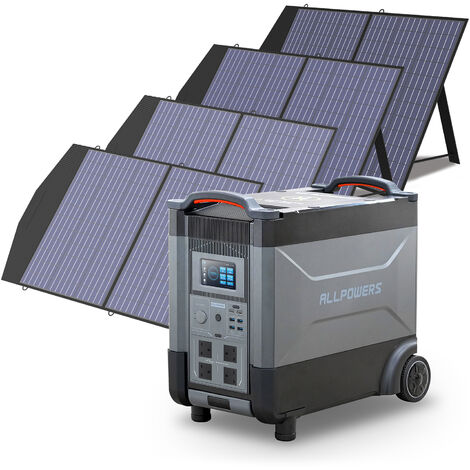 Home Battery Power Station LiFePO4 3600Wh-21600Wh, Voice Control With 3Pcs 100W Solar Panel For Home Backup Outdoor ALLPOWERS R4000
