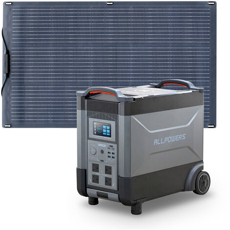 Home Battery Power Station LiFePO4 3600Wh, Voice Control With 100W Flexible Monocrystalline Solar Panel For Home Backup Outdoor ALLPOWERS R4000