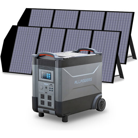 Home Battery Power Station LiFePO4 3600Wh, Voice Control With 2Pcs 140W Solar Panel For Home Backup Outdoor ALLPOWERS R4000
