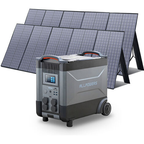 Home Battery Power Station LiFePO4 3600Wh, Voice Control With 2Pcs 400W Solar Panel For Home Backup Outdoor  ALLPOWERS R4000