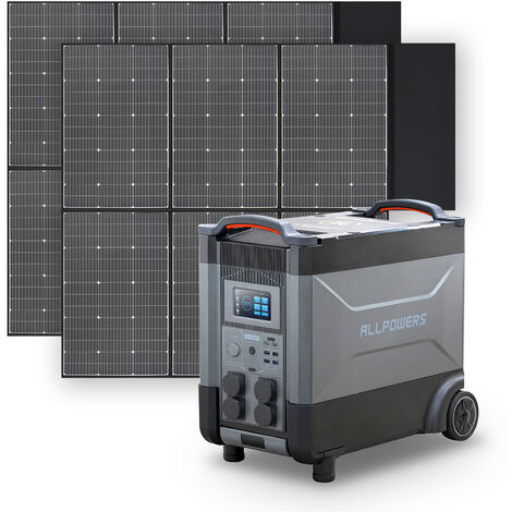 Home Battery Power Station LiFePO4 3600Wh, Voice Control With 2Pcs 600W Solar Panel For Home Backup Outdoor  ALLPOWERS R4000