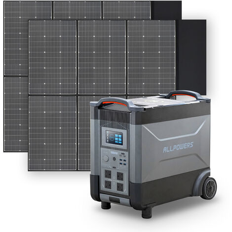 Home Battery Power Station LiFePO4 3600Wh, Voice Control With 2Pcs 600W Solar Panel For Home Backup Outdoor ALLPOWERS R4000