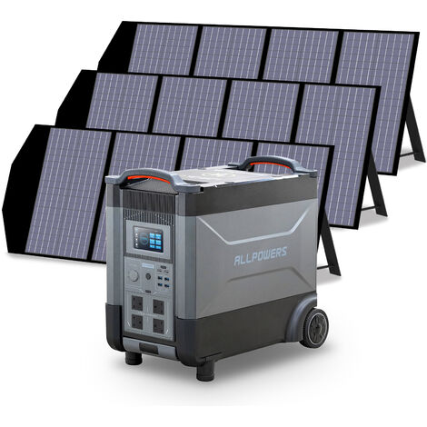 Home Battery Power Station LiFePO4 3600Wh, Voice Control With 3Pcs 140W Solar Panel For Home Backup Outdoor  ALLPOWERS R4000