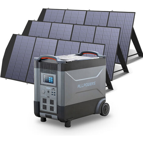 Home Battery Power Station LiFePO4 3600Wh, Voice Control With 3Pcs 200W Solar Panel For Home Backup Outdoor ALLPOWERS R4000