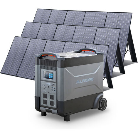 Home Battery Power Station LiFePO4 3600Wh, Voice Control With 3Pcs 400W Solar Panel For Home Backup Outdoor ALLPOWERS R4000