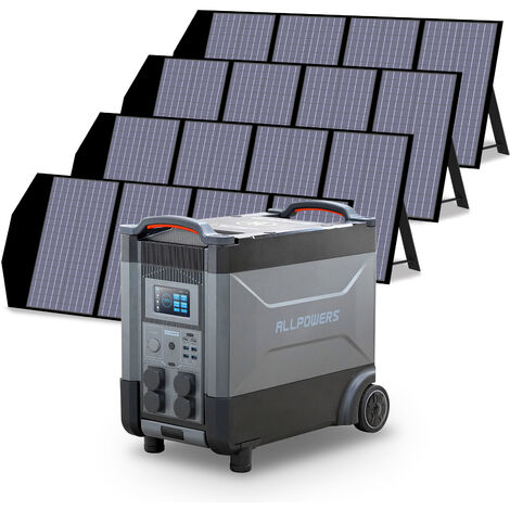 Home Battery Power Station LiFePO4 3600Wh, Voice Control With 4Pcs 140W Solar Panel For Home Backup Outdoor  ALLPOWERS R4000