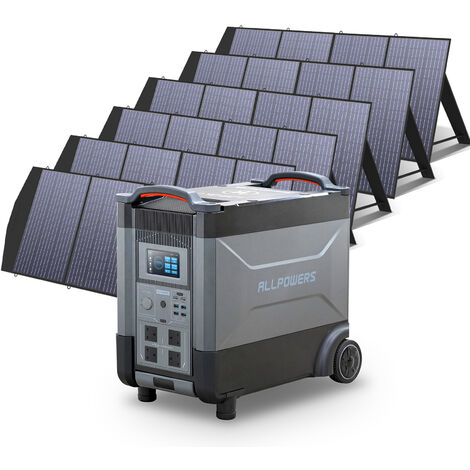 Home Battery Power Station LiFePO4 3600Wh, Voice Control With 6Pcs 200W Solar Panel For Home Backup Outdoor ALLPOWERS R4000