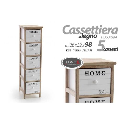 HOME Cajonera decorativa estrecha 5 cajones, se suministra montada