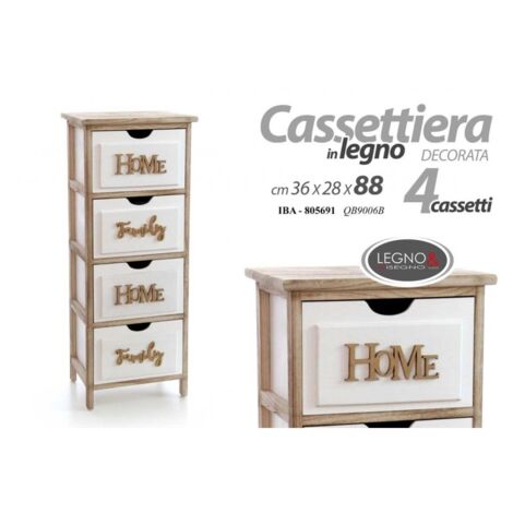 Home Cajonera familiar madera blanca cm 88 h