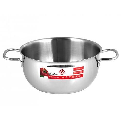 Home casseruola Inox due manici pentole cucina casseruola inox per casa 22cm